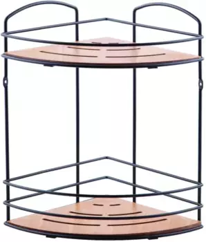 Полка для ванной Tekno-tel BK074B 21x21 см, угловая, двойная, черный матовый