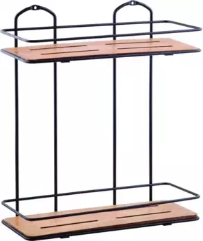 Полка для ванной Tekno-tel BK076B 30 см, двойная, черный матовый