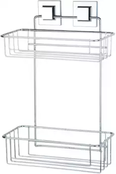 Полка для ванной Tekno-tel EF256 27 см, двойная, самоклеящаяся, хром