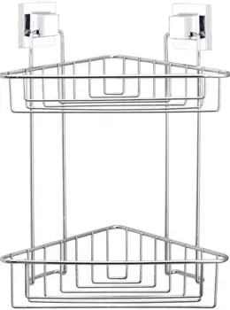 Полка для ванной Tekno-tel EF257 21x21 см, угловая, двойная, самоклеящаяся, хром