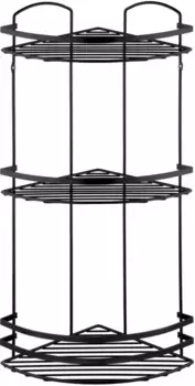 Полка для ванной Tekno-tel LM009B 24x24 см, угловая, тройная, черный матовый
