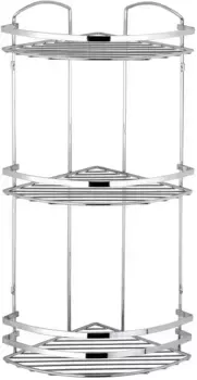 Полка для ванной Tekno-tel LM009SSM 24x24 см, угловая, тройная, нержавеющая сталь