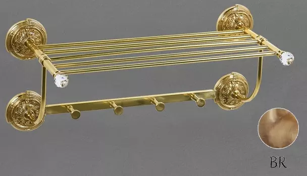 Полка с крючками бронза Art&Max Barocco Crystal AM-2032-Br-C