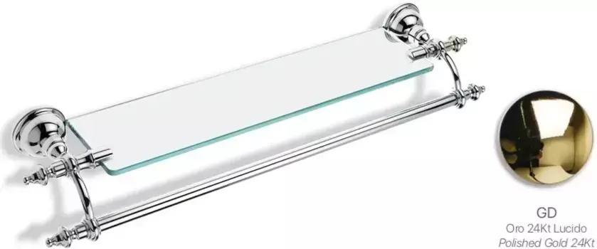 Полка стеклянная с полотенцедержателем Stil Haus Elite EL33(02) 61 см, хром/золотой
