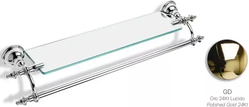 Полка стеклянная с полотенцедержателем Stil Haus Elite EL33(16) 61 см, золотой