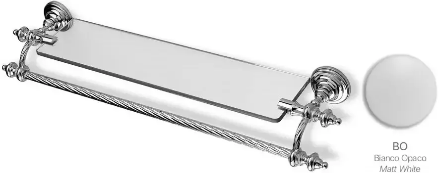 Полка стеклянная с полотенцедержателем Stil Haus Giunone G33(03) 60 см, хром/белый матовый