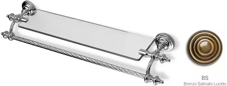 Полка стеклянная с полотенцедержателем Stil Haus Giunone G33(25) 60 см, бронза