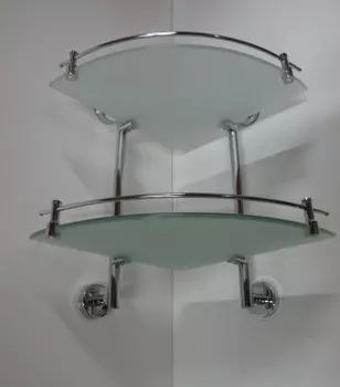 Полка угловая стеклянная 2х этажная с бортиком Rainbowl Long 2243-2