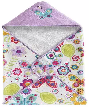 Полотенце банное с уголком 76x76 см Kassatex Bambini Hooded Butterflies BHD-BUT-MUL