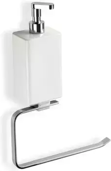 Полотенцедержатель кольцо с дозатором для жидкого мыла Stil Haus Gea GE79D(08) хром/белый