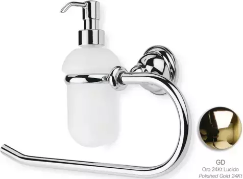 Полотенцедержатель кольцо с дозатором для жидкого мыла Stil Haus EL79D(16) золотой