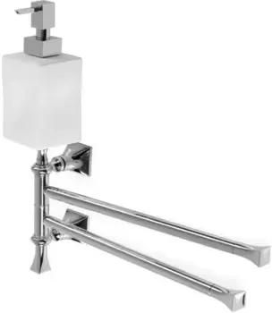 Полотенцедержатель с дозатором для жидкого мыла Stil Haus Prisma PR18D(08-BI) 43 см, поворотный, двойной, хром/белый