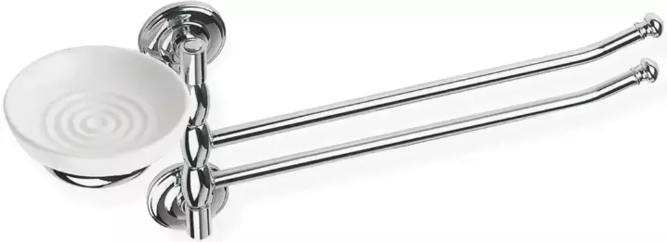 Полотенцедержатель с мыльницей Stil Haus Idra I18(08-BI) 38 см, поворотный, двойной, хром/белый