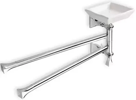 Полотенцедержатель с мыльницей Stil Haus Prisma PR18(08-BI) 43 см, поворотный, двойной, хром/белый