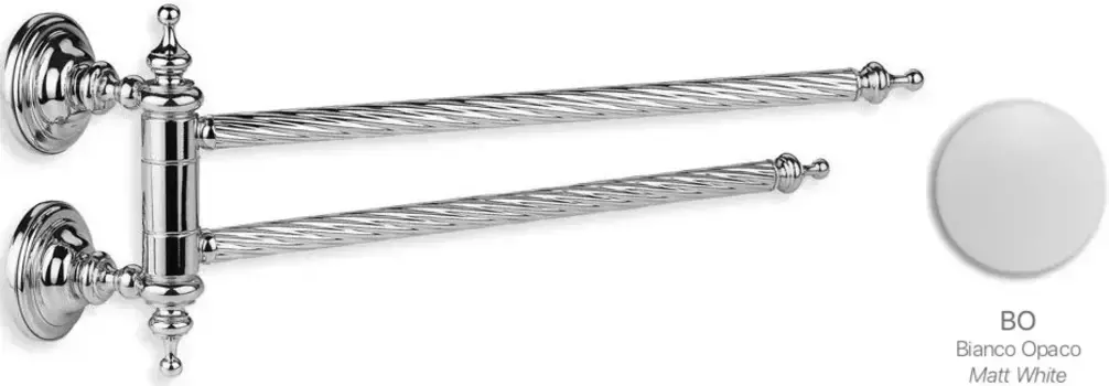 Полотенцедержатель Stil Haus Giunone G16(03) 38 см, поворотный, двойной, хром/белый матовый