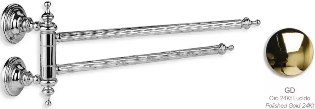 Полотенцедержатель Stil Haus Giunone G16(16) 38 см, поворотный, двойной, золотой