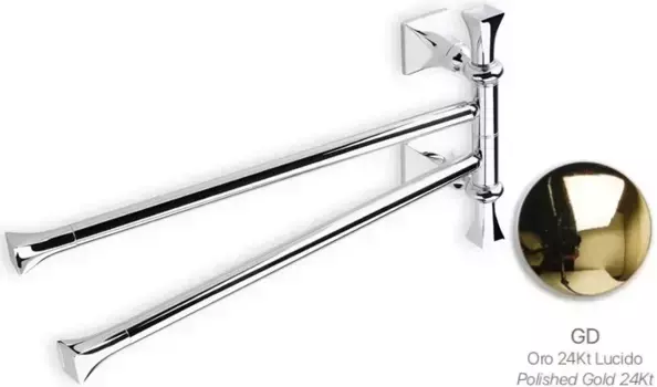 Полотенцедержатель Stil Haus Prisma PR16(16) 43 см, поворотный, двойной, золотой