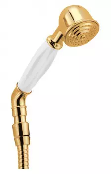 Ручной душ со шлангом 150 см золото, ручка белая Cezares CZR-DEF2-03-Bi