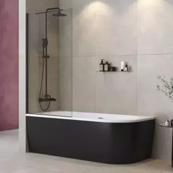 Шторка на ванну Cezares Liberta LIBERTA-V-1-TB-90/155-C-NERO 90 см, профиль черный матовый, стекло прозрачное