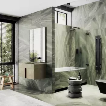 Шторка на ванну MaybahGlass MGV-648-6 40,5 см R, профиль черный матовый, стекло матовое