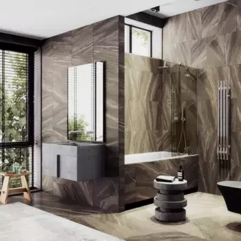 Шторка на ванну MaybahGlass MGV-916-4 99 см, профиль хром, стекло бронза