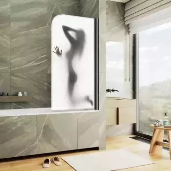 Шторка на ванну MaybahGlass MGV-928-ФП017-6 60 см R, профиль черный матовый, стекло фотопечать