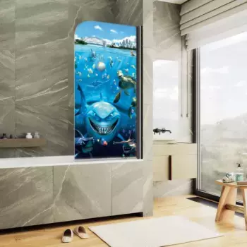 Шторка на ванну MaybahGlass MGV-929-ФП005-6 70 см R, профиль черный матовый, стекло фотопечать