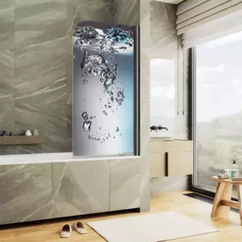 Шторка на ванну MaybahGlass MGV-929-ФП010-6 70 см R, профиль черный матовый, стекло фотопечать