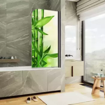 Шторка на ванну MaybahGlass MGV-929-ФП018-6 70 см R, профиль черный матовый, стекло фотопечать