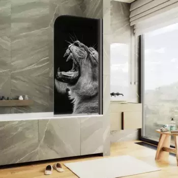 Шторка на ванну MaybahGlass MGV-930-ФП002-6 80 см R, профиль черный матовый, стекло фотопечать