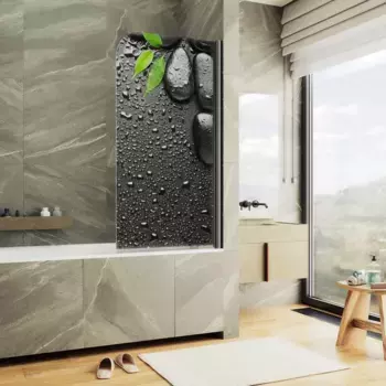 Шторка на ванну MaybahGlass MGV-930-ФП006-6 80 см R, профиль черный матовый, стекло фотопечать