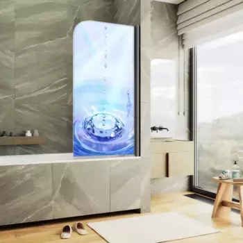 Шторка на ванну MaybahGlass MGV-930-ФП012-6 80 см R, профиль черный матовый, стекло фотопечать