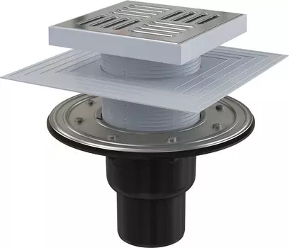 Сливной трап 150150/50/75 решетка из нержавеющей стали AlcaPlast APV4444