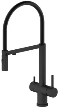 Смеситель для кухни AltroBagno Flusso 050204 NeOp с подключением к фильтру, с гибким изливом, черный матовый