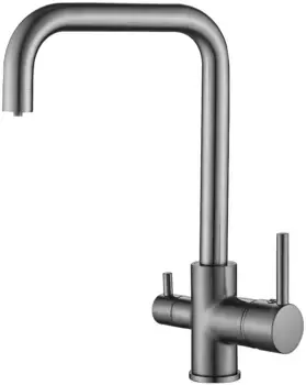 Смеситель для кухни Belz B76802-3 с подключением к фильтру, вороненая сталь