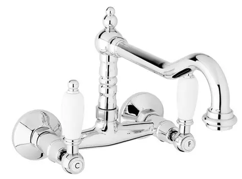 Смеситель для кухни хром, ручки белые Cezares First FIRST-LLP-01-Bi