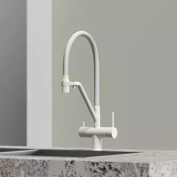 Смеситель для кухни Sancos Dora SC4003MW с подключением к фильтру, гибким изливом, белый матовый