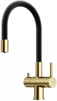 Смеситель для кухни Sancos Lucia SC4004BG с подключением к фильтру, гибким изливом, золотой матовый