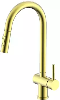 Смеситель для кухни Splenka S204.49.03 с выдвижным изливом, золотой матовый