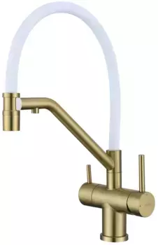 Смеситель для кухни Splenka S70.62.03 с подключением к фильтру, гибким изливом, золотой матовый