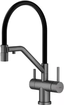 Смеситель для кухни Splenka S70.62.09 с подключением к фильтру, гибким изливом, графит матовый
