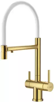 Смеситель для кухни Splenka S70.63.03 с подключением к фильтру, гибким изливом, золотой матовый