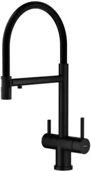 Смеситель для кухни Splenka S70.63.06 с подключением к фильтру, гибким изливом, черный матовый