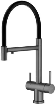 Смеситель для кухни Splenka S70.63.09 с подключением к фильтру, гибким изливом, графит матовый