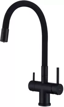 Смеситель для кухни Splenka S70.64.06 с подключением к фильтру, гибким изливом, черный матовый