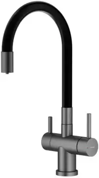 Смеситель для кухни Splenka S70.64.09 с подключением к фильтру, гибким изливом, графит матовый