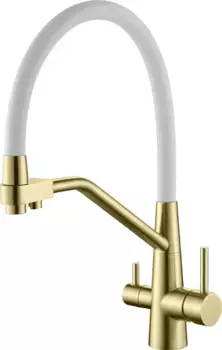 Смеситель для кухни Splenka S71.62.03 с подключением к фильтру, гибким изливом, золотой матовый