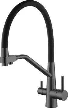 Смеситель для кухни Splenka S71.62.07 с подключением к фильтру, гибким изливом, серый матовый