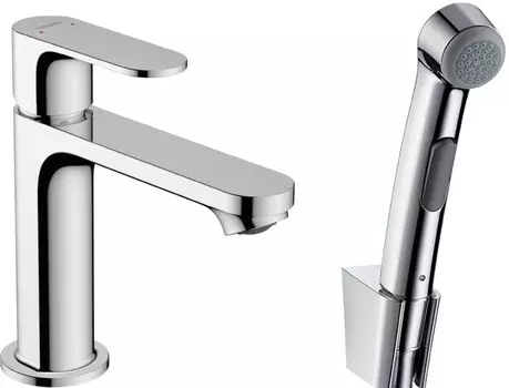 Смеситель для раковины без донного клапана с гигиеническим душем Hansgrohe Rebris S 72215000