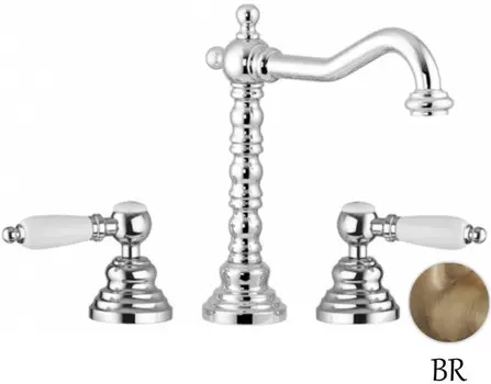 Смеситель для раковины на 3 отверстия с донным клапаном Gattoni Vivaldi Lever 13100/13V0BR